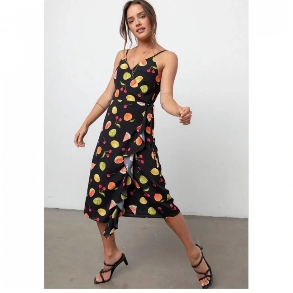 Rails Iris Wrap Ruffle Dress In Fruit Print
